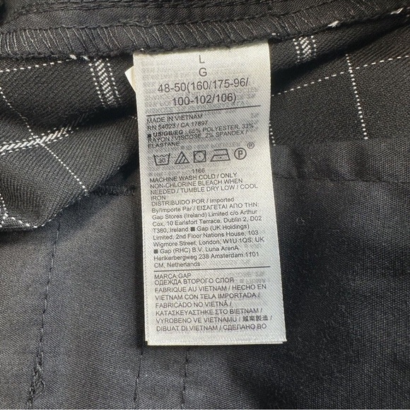 NWT Gap Factory Sz L Twill Black Plaid Easy Pants Pull On Tapered Ankle Mid Rise - Picture 8 of 10